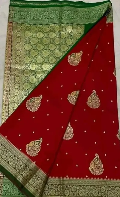 Banarasi Satin Silk Zari Embroidered Sarees with Blouse Piece