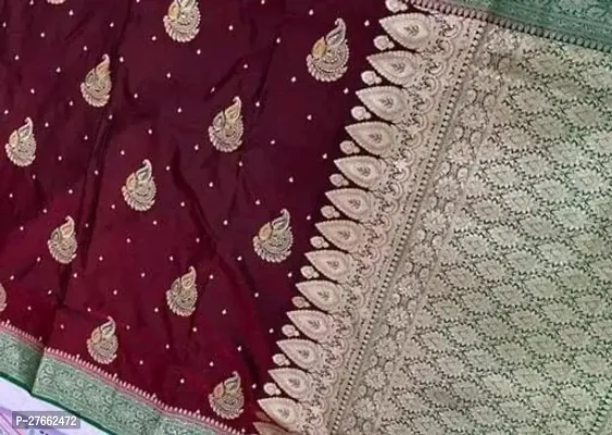 Banarasi Satin Silk Zari Embroidered Sarees with Blouse Piece