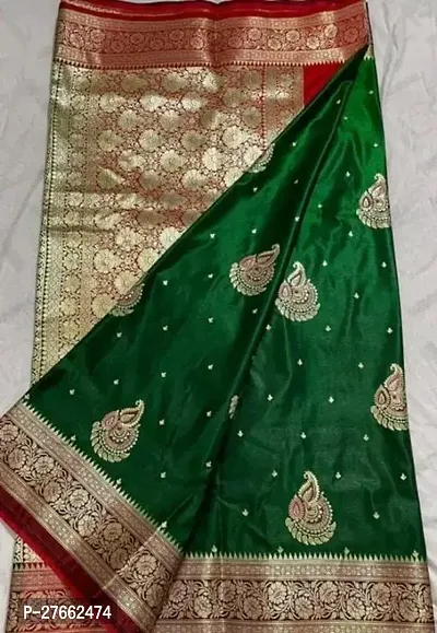 Banarasi Satin Silk Zari Embroidered Sarees with Blouse Piece