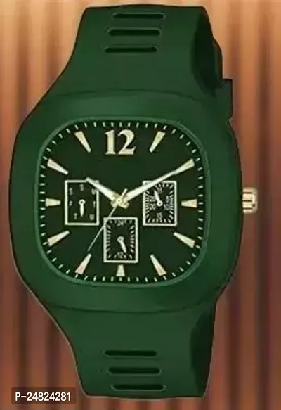 Stylish Green Silicone Analog Watch For Men