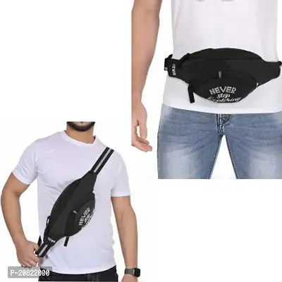 Waist Bag Travel Handy Hiking Zip Pouch Document Money Phone Belt Sport Bag Bum Multipurpose Belt Bag For Men And Women Polyester (Black)-thumb0
