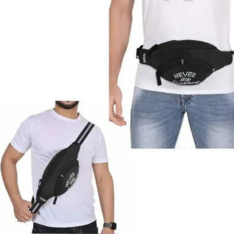 Waist Bag Travel Handy Hiking Zip Pouch Document Money Phone Belt Sport Bag Bum Multipurpose Belt Bag For Men And Women Polyester (Black)