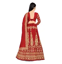 Tranditional Red Velvet Embroidered Semi Stitched Lehenga Cholis With Dupatta For Baby Girls-thumb1