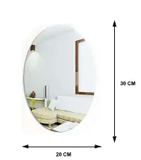 Pack of 2 Oval Shape Mirror Sticker for Wall on Tiles Bathroom Bedroom Living Room Unbreakable Plastic 30 * 20 cm-thumb1