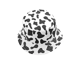 ILLARION CLASSYMESSI Combo Pack of 2 Bucket Hat White Shade Black Bucket Hats for Men and Women Cotton Hats for Girls Wide Brim Floppy Summer (HAT(Cow, White))-thumb3