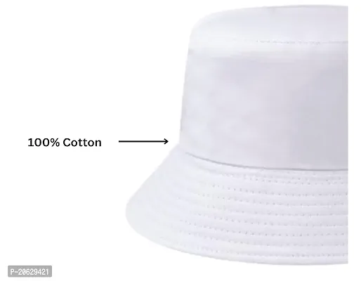 ILLARION CLASSYMESSI Combo Pack of 2 Bucket Hat White Shade Black Bucket Hats for Men and Women Cotton Hats for Girls Wide Brim Floppy Summer (HAT(White))-thumb5