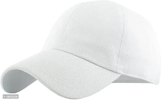 ILLARION Cap for Men Women Topi Unisex Head Branded Boy's Girl's Caps Adjustable Strap Summer Activites Sports Cricket Gym Dance Denim Free Size, Pack of 1-White, (ILWDPC01-05)-thumb0