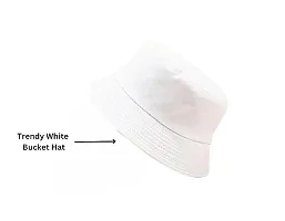 ILLARION CLASSYMESSI Combo Pack of 2 Bucket Hat White Shade Black Bucket Hats for Men and Women Cotton Hats for Girls Wide Brim Floppy Summer (HAT(White))-thumb2