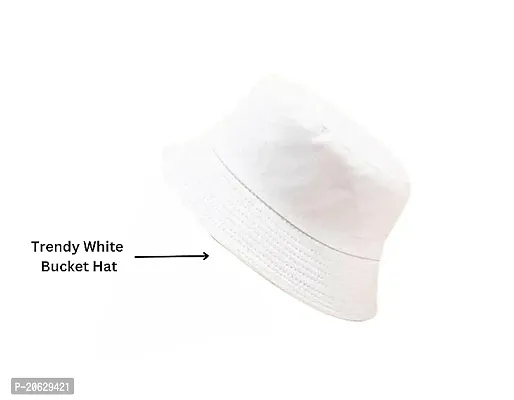 ILLARION CLASSYMESSI Combo Pack of 2 Bucket Hat White Shade Black Bucket Hats for Men and Women Cotton Hats for Girls Wide Brim Floppy Summer (HAT(White))-thumb3