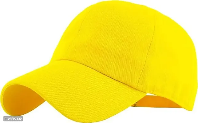 ILLARION Cap for Men Women Topi Unisex Head Branded Boy's Girl's Caps Adjustable Strap Summer Activites Sports Cricket Gym Dance Denim Free Size, Pack of 1-Yellow, (ILWDPC01-04)