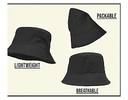 ILLARION CLASSYMESSI Combo Pack of 2 Bucket Hat White Shade Black Bucket Hats for Men and Women Cotton Hats for Girls Wide Brim Floppy Summer (HAT(Black))-thumb3