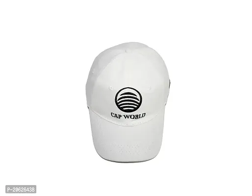ILLARION Cap for Men Women Topi Unisex Head Branded Boy's Girl's Caps Adjustable Strap Summer Activites Sports Cricket Gym Dance Denim Free Size, Pack of 1-White, (ILWDPC06-06)-thumb2