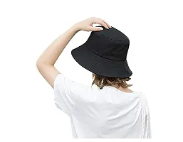 ILLARION CLASSYMESSI Combo Pack of 2 Bucket Hat White Shade Black Bucket Hats for Men and Women Cotton Hats for Girls Wide Brim Floppy Summer (HAT(Black))-thumb4