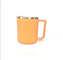 canberry CB Jony Style 200 Ml Cup  Coffee Unbrakable of Plastic Insulated Steel Milk,Tea,Coffee Mug for Outdoor ,Office  Home. Set of 6 Color: Orange-thumb2