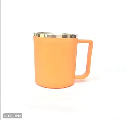 canberry CB Jony Style 200 Ml Cup  Coffee Unbrakable of Plastic Insulated Steel Milk,Tea,Coffee Mug for Outdoor ,Office  Home. Set of 6 Color: Orange-thumb3