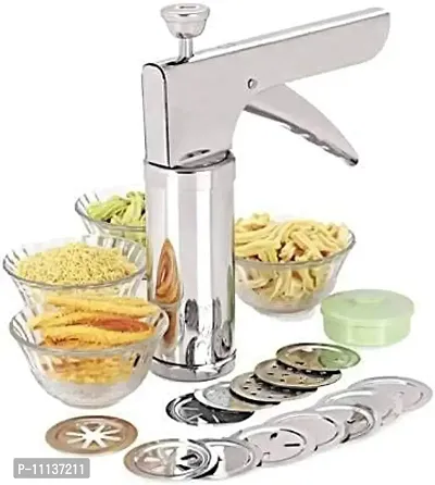Kitchen Press with 15 Different Style Types jalimould Stainless Steel for Making namkeens & Snacks-Pack of-1-thumb0