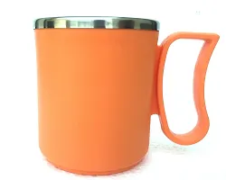 Canberry Coffee Mug 300 ML Stainless Steel Inner Stylish Double Wall Coffee Mug /Tea Cup/Milk Mug for Home and Office Pair of 2 Color (Orange)-thumb1