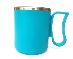 Canberry Apex Stylish Mug & Cup Coffee Plastic Steel Milk,Tea,Coffee Mug for Outdoor ,Office & Home .2 Piece ,Blue-thumb1