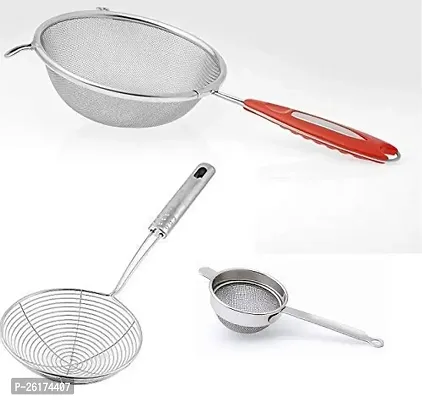 Combo Of Stainless Steel Juice  Soup Strainer With Stainless Steel Tea Strainer-thumb0