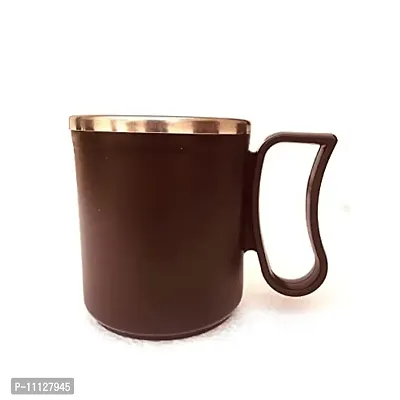 CB- Apex Style Mug Insulated Double Wall Steel & Plastic Milk-Tea-Coffee Color :(Brown) Set of 2 Pcs-thumb2