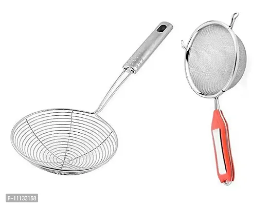 Canberry Combo of Stainless Steel Deep Fry Strainer and Soup Strainer, Deep Fry Combo (16 cm)