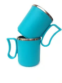 Canberry Apex Stylish Mug & Cup Coffee Plastic Steel Milk,Tea,Coffee Mug for Outdoor ,Office & Home .2 Piece ,Blue-thumb3