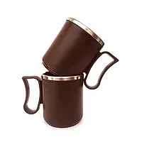 Canberry Apex Style of Plastic Steel Milk-Tea-Coffee Mug 300 ML Color :(Brown) Set of 2 Pcs.-thumb3