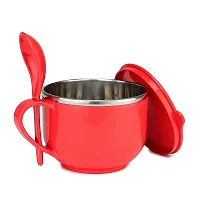 Canberry Maggi & Soup Bowl Set with Spoon, Airtight Leakproof Lid, Handle,Spoon Holder, Stainless Steel Soup-tok Container, Bowl and Spoon Set, Food Container Pack of 1-thumb3