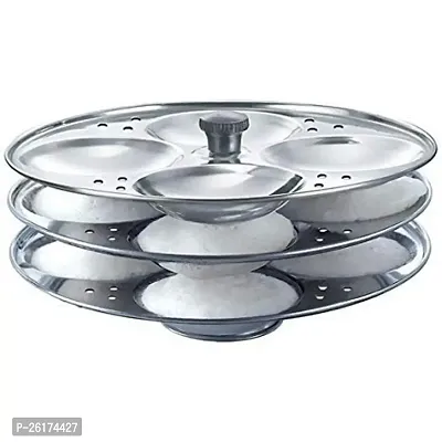 Stainless Steel Induction Base 3 Tier Idli Maker Stand Idli Stand Idli Plates Idli Steamer Idli Sancha 3 Plate 12 Idli Pack Of 1-thumb0
