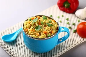 Canberry Maggi Noodles & Soup Bowl with Spoon, Lid, Handler, Stainless Steel Soup-tok Container, Bowl and Spoon Set, Storage 600ml Multicolor(Multi Qty.) (Sky Blue 1 PCS)-thumb4