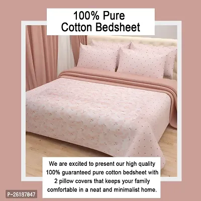 Stylish Comfortable Cotton Printed Flat King 1 Bedsheet + 2 Pillowcovers-thumb4