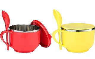 CB-Set of 2 Insulated Steed Plastic Bowls with Spoon & Fork for Soup-Maggi-Pasta-Salad Fruit Bowls Pack of 2-thumb4