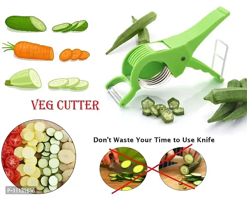 Canberry 2-in-1 Peeler Slicer Plastic Multi-use,Banana, Cucumber, Carrot Cutter, Fruit Vegetable, Salad Shredder, Cutters 5 Stainless Steel Blades for Kitchen-thumb5