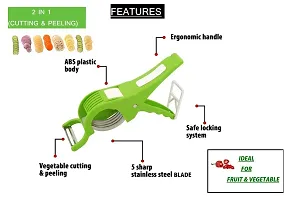 Canberry 2-in-1 Peeler Slicer Plastic Multi-use,Banana, Cucumber, Carrot Cutter, Fruit Vegetable, Salad Shredder, Cutters 5 Stainless Steel Blades for Kitchen-thumb1