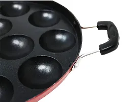 CB-Non-Stick 12 Cavities Appam Patra with Steel Lid,BlackPaniyarrakal,Paniyaram,Appam Pan,Maker,Pan Cake Maker.Pack of 1-thumb2