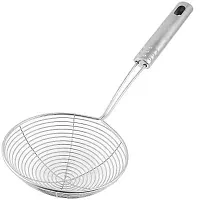Canberry Kitchen Tools Combo Stainless Steel Potato Pav Bhaji Masher with Egg Whisker Beater and Deep Fry Puri Strainer/Jhara Set (Silver)-thumb1