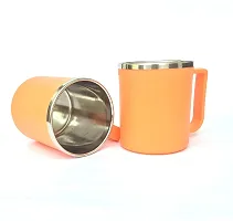 Canberry Orange 6 Pcs of 200 ML Coffee Mug & Coffee Mug Steel Insulated & Plastic Stylish Coffee and Milk Mug.-thumb2