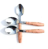 Canberry Ceramic Finish Style Stainless Steel Premium Table Spoon Set of 6 Pieces.-thumb2