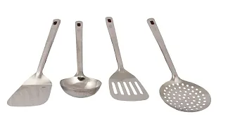 Canberry Combo 4 pcs Set ladle  Spatula  Slotted Spatula  Skimmer Stainless Steel Kitchen Set Utensils for Daily Use-thumb4