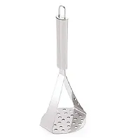 Canberry Combo Set of 3 Stainless Steel Kitchen Potato Vegetables Pav Bhaji Masher, Egg Beater Whisk  Aluinium Mini 0 Size Khal Batta-thumb1