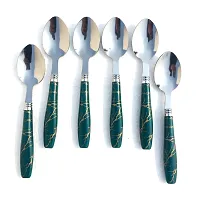 CB Steel Table Spoon Set of 6 Dining Table Dessert / Tea Spoon with Ceramic Design Set of 6-thumb1