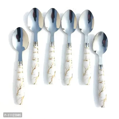 Stainless steel ceramic Design dinner table spoon set of 6 dessert tea spoon set of 6-thumb0