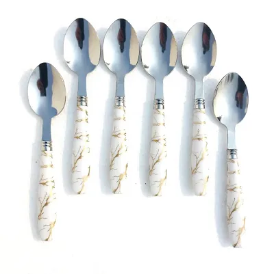 Stainless steel ceramic Design dinner table spoon set of 6 dessert tea spoon set of 6