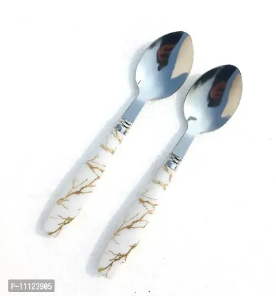 Stainless steel ceramic Design dinner table spoon set of 6 dessert tea spoon set of 6-thumb3