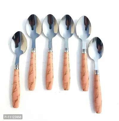 Steel Ceramic Design table spoon set of 6 dining table dessert tea spoon Pack of 1-thumb0