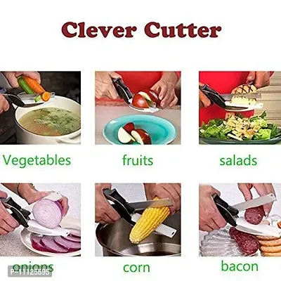 2 in 1 Stainless Steel Multi Functional Kitchen Vegetable Clever Cutter Scissor for Home Kitchen with Lock System Clever Cutter-thumb2