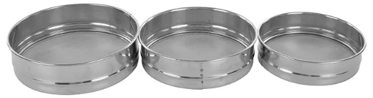 Stainless Steel Flour Chalni Spices Food Strainers Atta Chalni Sieve Combo of 3 Strainer pack of 1-thumb3