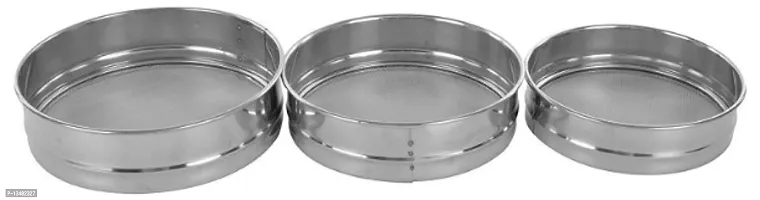 Stainless Steel Flour Chalni Spices Food Strainers Atta Chalni Sieve Combo of 3 Strainer pack of 1-thumb4