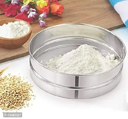 Stainless Steel Flour Chalni Spices Food Strainers Atta Chalni Sieve Combo of 3 Strainer pack of 1-thumb2