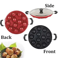 Appe Maker Apama Pan Pitha Maker Uttapam Pan NonStick Pan with Lid Cast Iron red surface Appam Pan Pack of 1-thumb1
